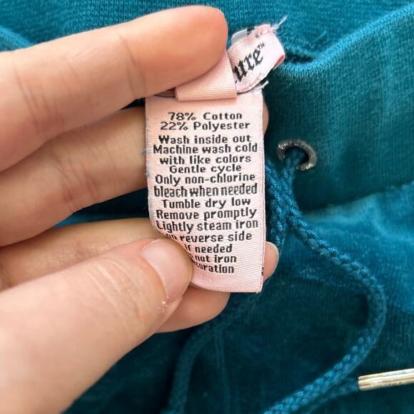 Juicy Couture Teal Blue Green Pull On Velour Crown Rhinestone Track Pants - Picture 2 of 7